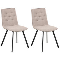 ESSZIMMERSTUHL 2er-Set Stoff Hellbraun Carver - Hellbraun, Textil (47/89/58cm) - Beliani