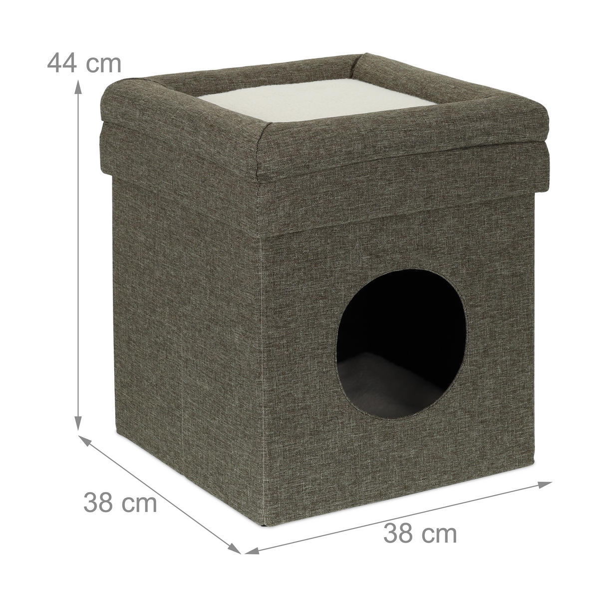 KATZENHÖHLE - Grau, Holzwerkstoff/Textil (38/44/38cm) - Relaxdays