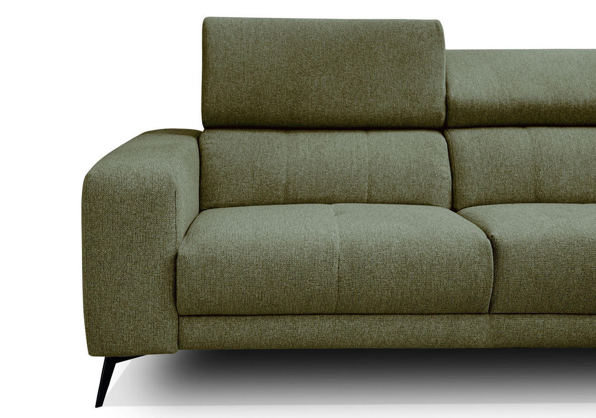 ECKSOFA MORELLO 5-Sitzer, olivgrün - Schwarz/Olivgrün, Holzwerkstoff/Textil (287/228cm) - Courtois Laville