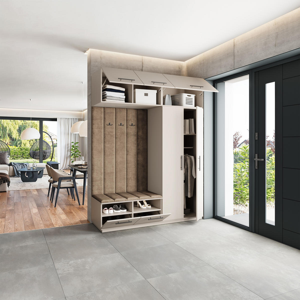 GARDEROBENSCHRANK REMA 180/240/60 cm Modern Garderobe-Set Kaschmir - Kaschmir/Beige, Holzwerkstoff (180/240/60cm) - MASSENO