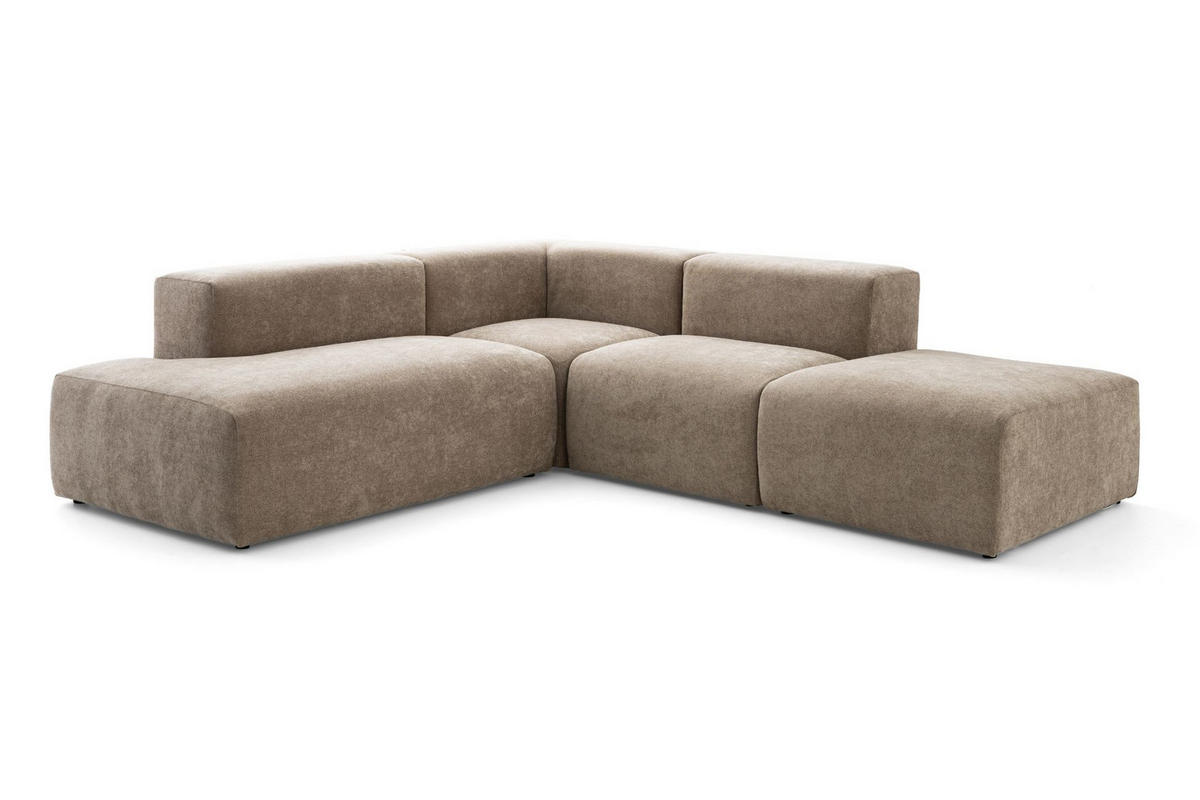 4-SITZER modulares Ecksofa HEAVEN SET 3 Links, Breite 270 cm Webstoff Braun - Schwarz/Braun, Holz/Kunststoff (245/270cm) - Muffo