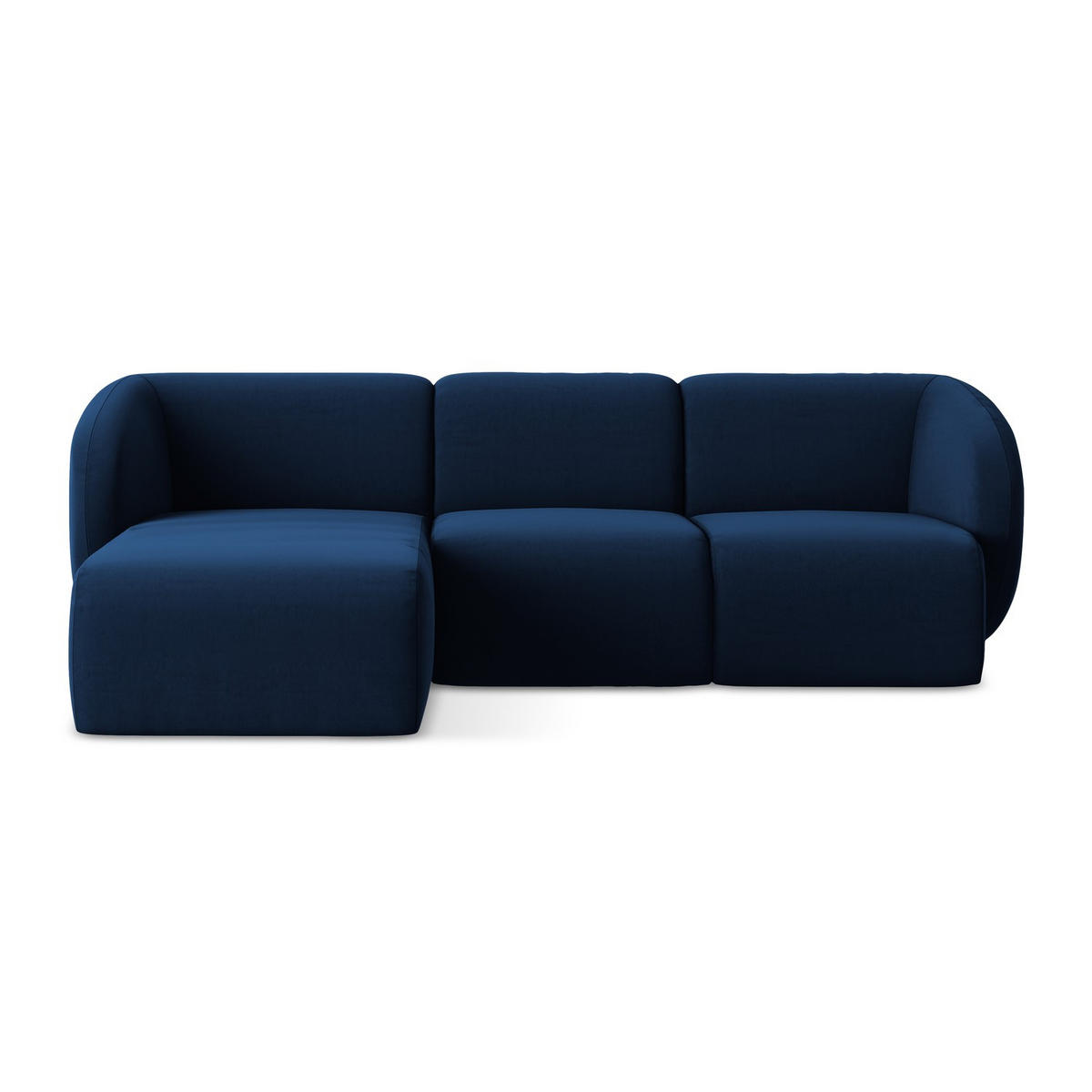 ECKSOFA Links Samt Stoff Blau - Türkis/Schwarz, Holzwerkstoff/Kunststoff (248/166cm) - LaMiaSofa