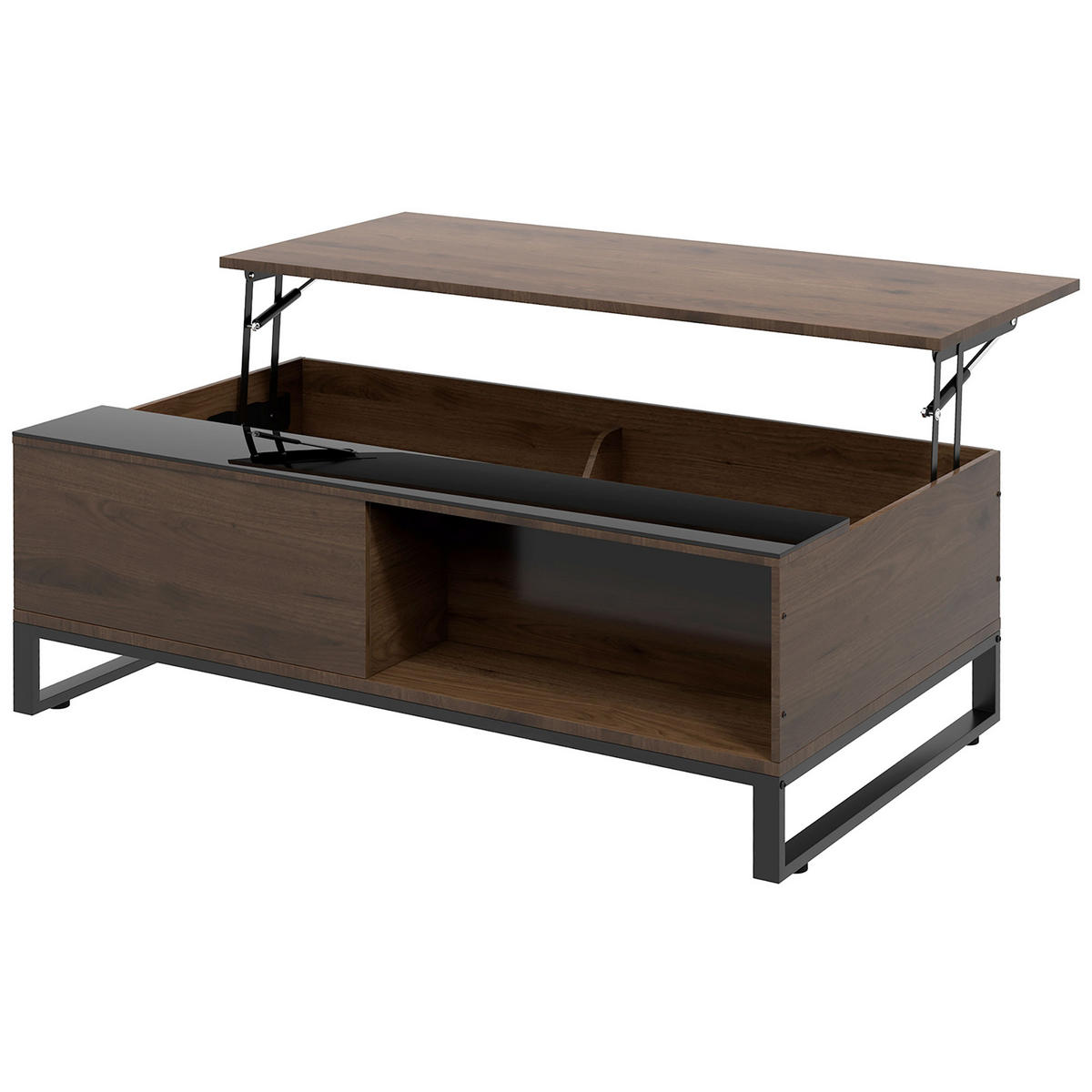 COUCHTISCH Walnussfarben 102/58/35,5 cm mit Hebefunktion - Walnussfarben, Holzwerkstoff (58/102/35.5cm) - PANGIVO