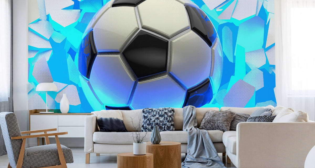 FOTOTAPETE Fußball Sport Abstraktion 3D 315x210cm - Blau/Schwarz, Papier (315/210cm) - Muralo