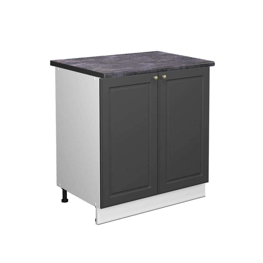 SPÜLENUNTERSCHRANK Fame-Line Anthrazit-Gold 80 cm mit Regal AP Anthrazit - Anthrazit/Weiß, Holzwerkstoff (80/82/60cm) - Vicco