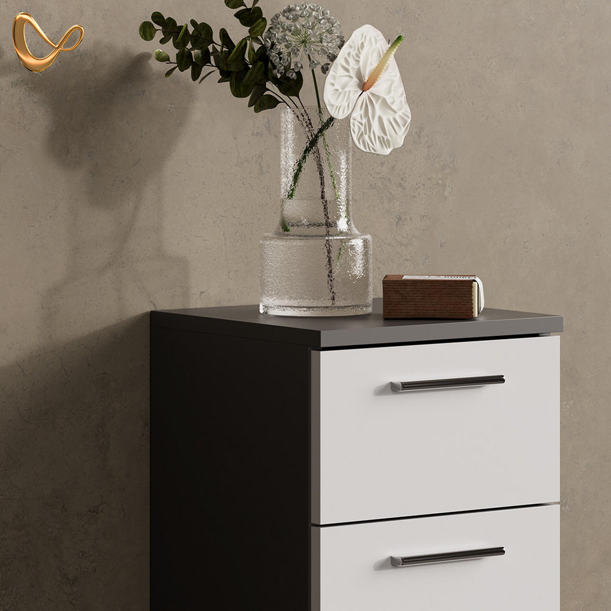 BADSCHRANK Eisak Anthrazit 30 x 95 cm - Anthrazit, Holzwerkstoff (30/95/30cm) - Livinity®