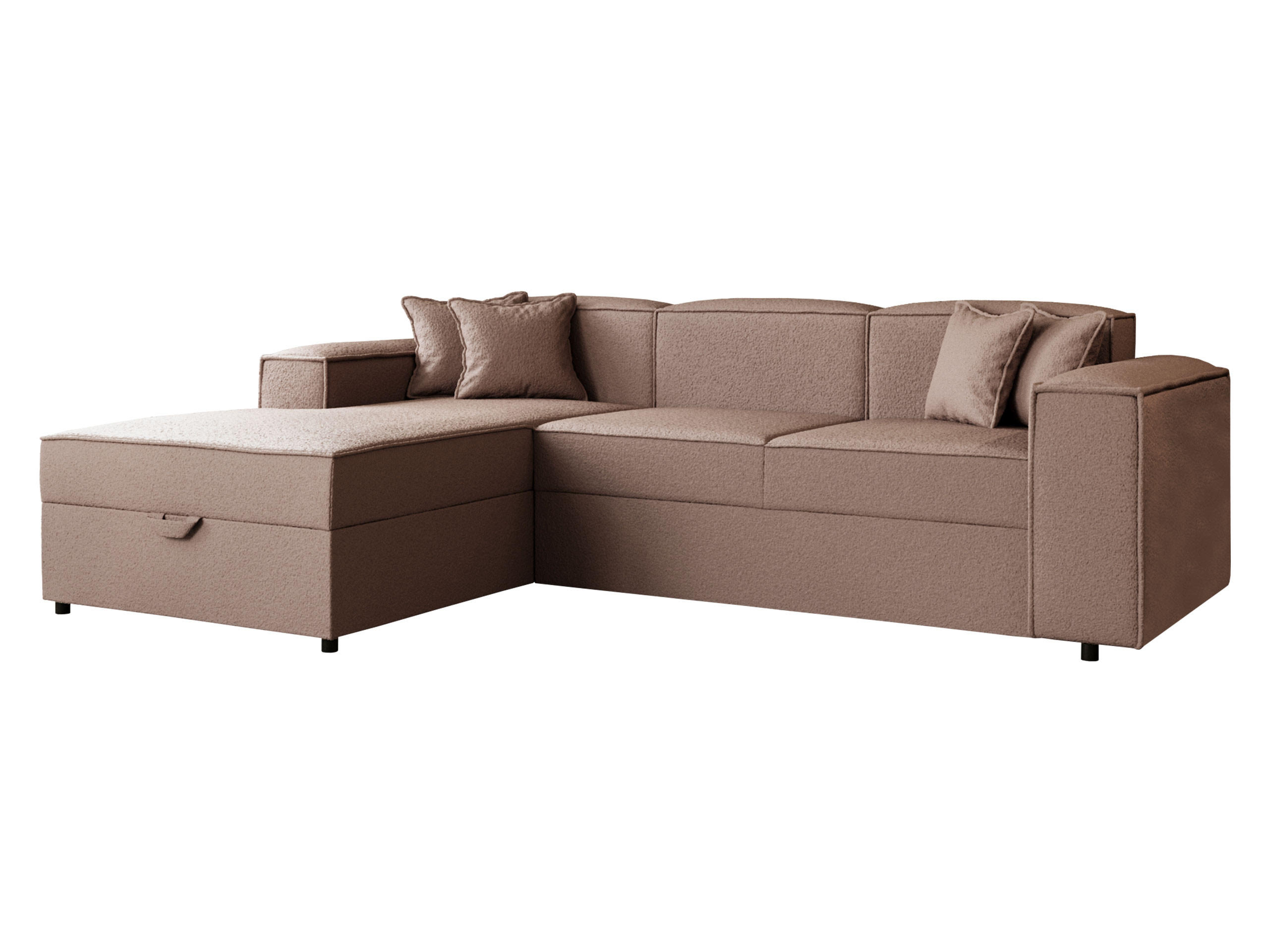 ECKSOFA Santos L, Seite: Links - Hellbraun/Schwarz, Holzwerkstoff/Kunststoff (253/166cm) - MIRJAN24