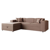ECKSOFA Santos L, Seite: Links - Hellbraun/Schwarz, Holzwerkstoff/Kunststoff (253/166cm) - MIRJAN24