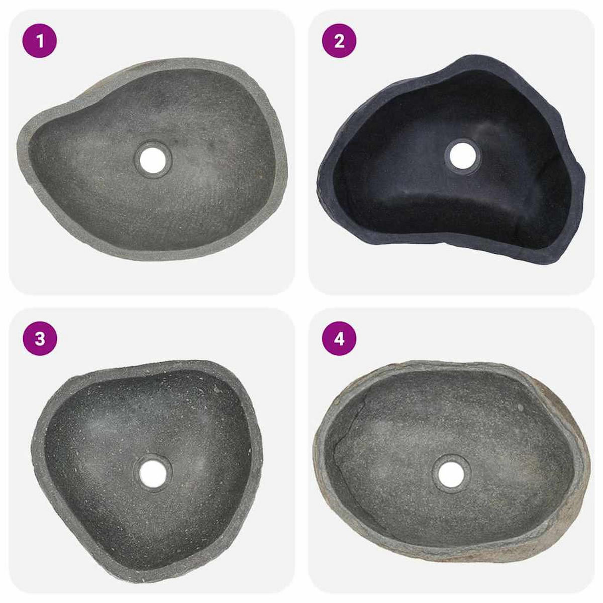 WASCHBECKEN Flussstein Oval (37-46)/(29-36) Cm - Taupe, Stein (36/15/46cm) - vidaXL
