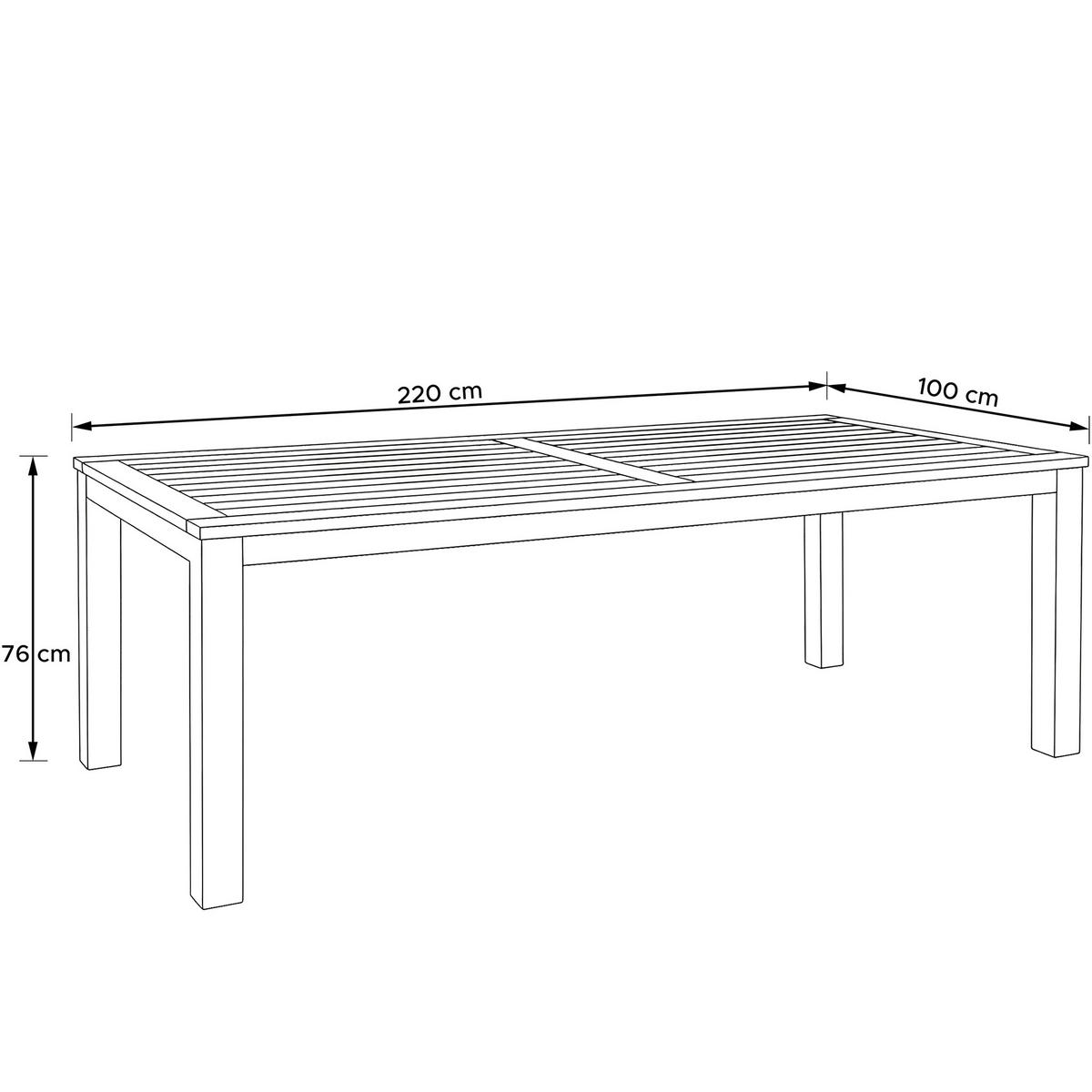 GARTENTISCH LENTI - Anthrazit/Braun, Holz (100/220/76cm) - KONSIMO®