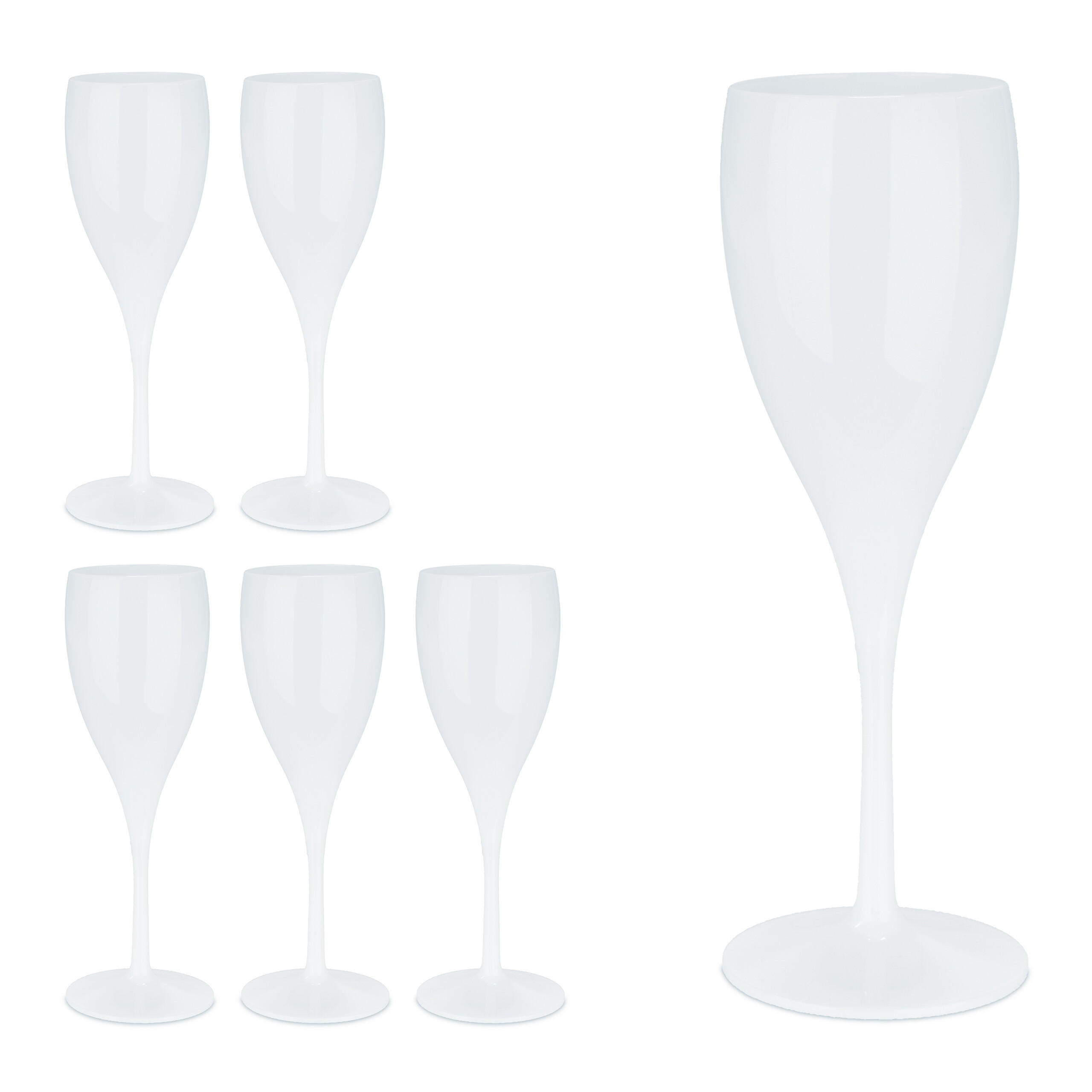 Relaxdays SKLENICE NA SEKT Bílá 6dílná-sada plast