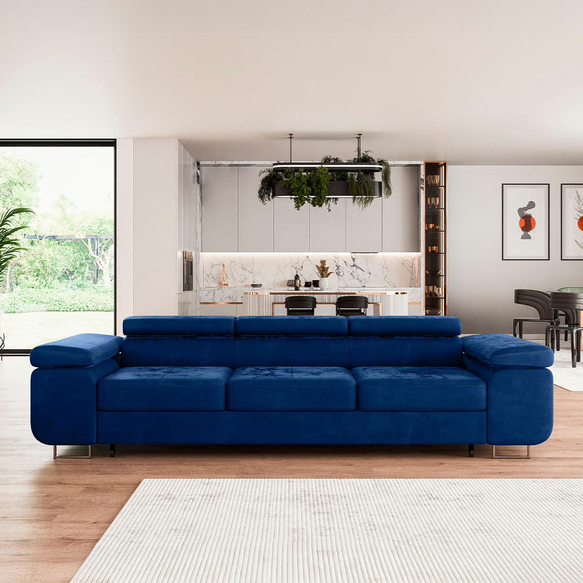 SCHLAFSOFA Wilson 3 Sitzplätze Blau - Blau, Holzwerkstoff (275/69/100cm) - Petits-meubles