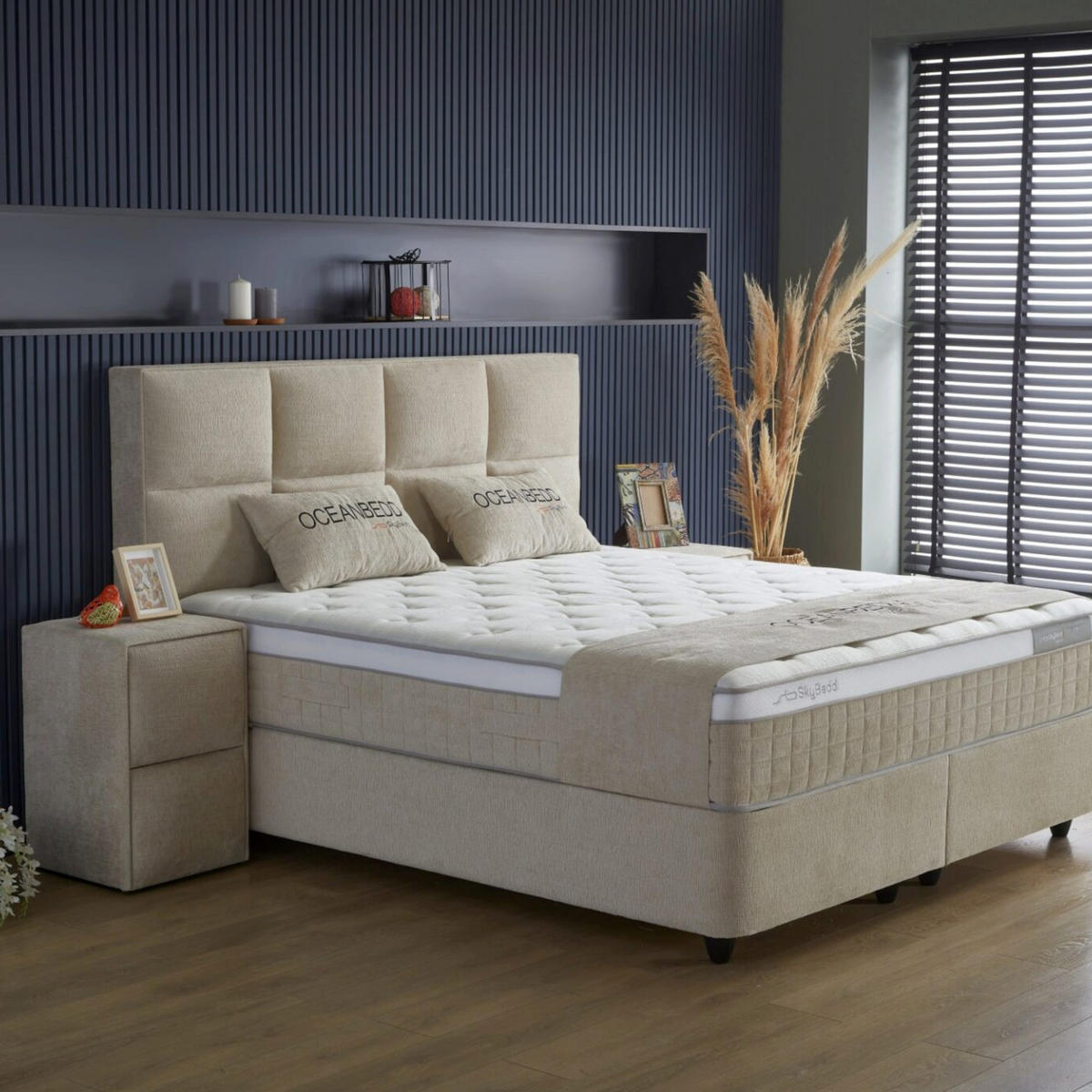 BOXBETT Ocean Bett mit Matratze 100x200 - Beige, Holz (100/200cm)