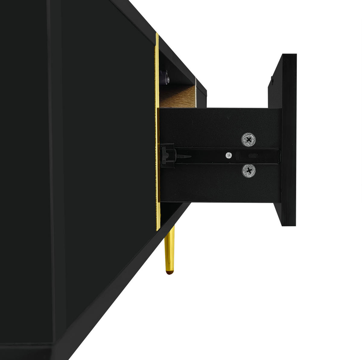 TV-ELEMENT mit Couchtisch - Kombination 2er-Set Schwarz mit Goldakzenten - Schwarz, Holzwerkstoff (170/46/35cm) - OKWISH
