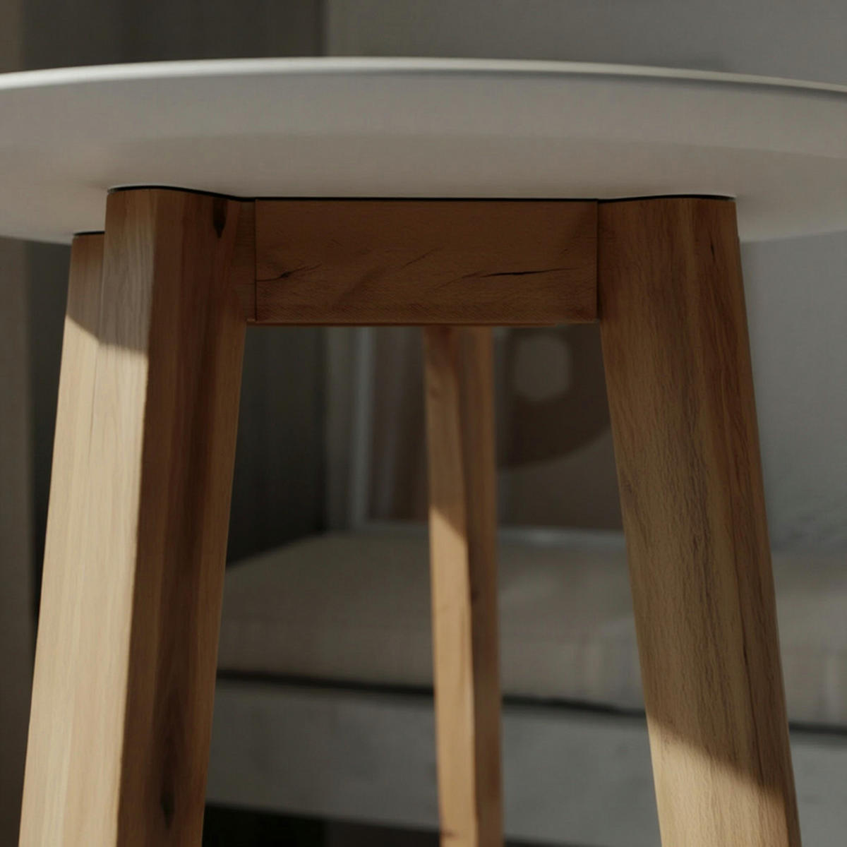BARTISCH – Skandinavisch, Eiche, rund, 50 kg Belastbarkeit - Weiß/Braun, Eichenholz/Holz (60/110/60cm) - KADIMA DESIGN