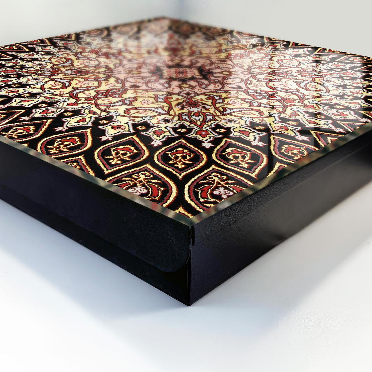 SCHLÜSSELBOX Schwarz 30x30 cm- Türöffnung nach rechts - Komplexe Muster - Beige, Metall (30/30/5cm) - TULUP