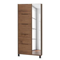 FURNIERTER SCHUHSCHRANK mit Spiegeltür - Walnussfarben, Holzwerkstoff/Metall (84/185/17cm) - home24