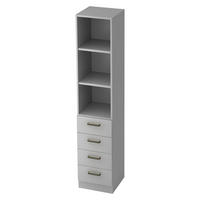 SCHUBLADENSCHRANK - 4 Schübe 42/40,6/200,4 cm in Grau Streifengriff (Kunststoff) - Grau, Holzwerkstoff (40.6/200.4/42cm) - bümö