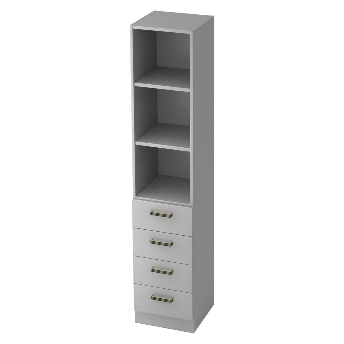 SCHUBLADENSCHRANK - 4 Schübe 42/40,6/200,4 cm in Grau Streifengriff (Kunststoff) - Grau, Holzwerkstoff (40.6/200.4/42cm) - bümö