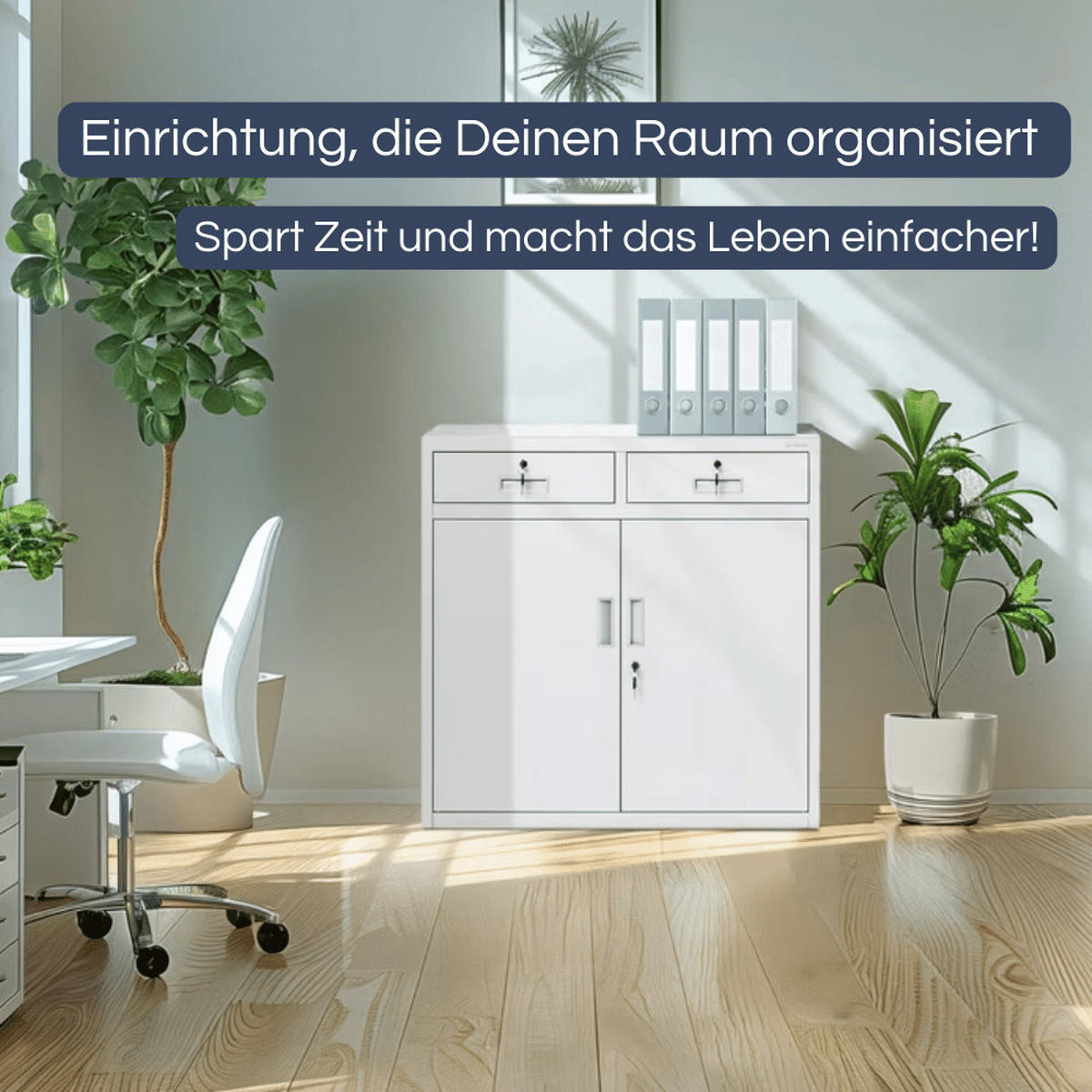 METALLSCHRANK klein VERSI mit Schubladen Flügeltüren 90x90x40cm Grau - Grau, Metall (90/90/40cm) - DELUKE