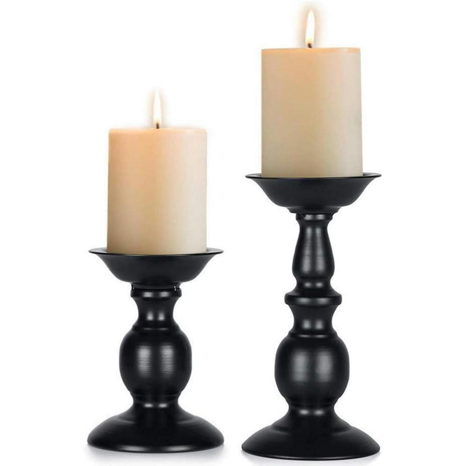 KERZENSTÄNDER Set Klein+Groß Eisen Schwarz - Schwarz, Metall (7.6/22.5/8cm)
