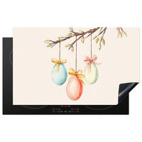 HERDABDECKPLATTE Osterkuchen - Schleife - Eier Induktionsmatte 83x51 cm - Creme, Kunststoff (83/51.5/0.2cm) - MuchoWow