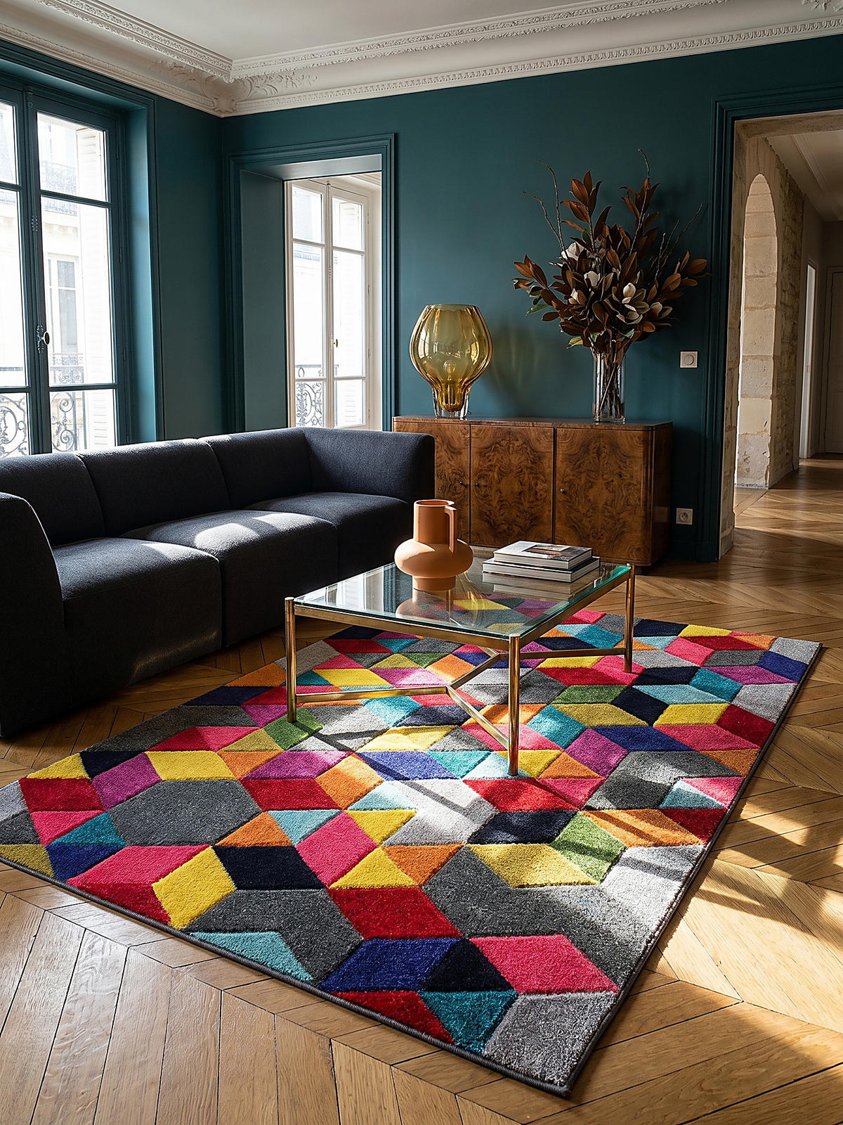 WEBTEPPICH MEON in Bunt, mit geometrischem Muster, 160 x 230 cm - Multicolor, Textil (230/160cm) - KADIMA DESIGN