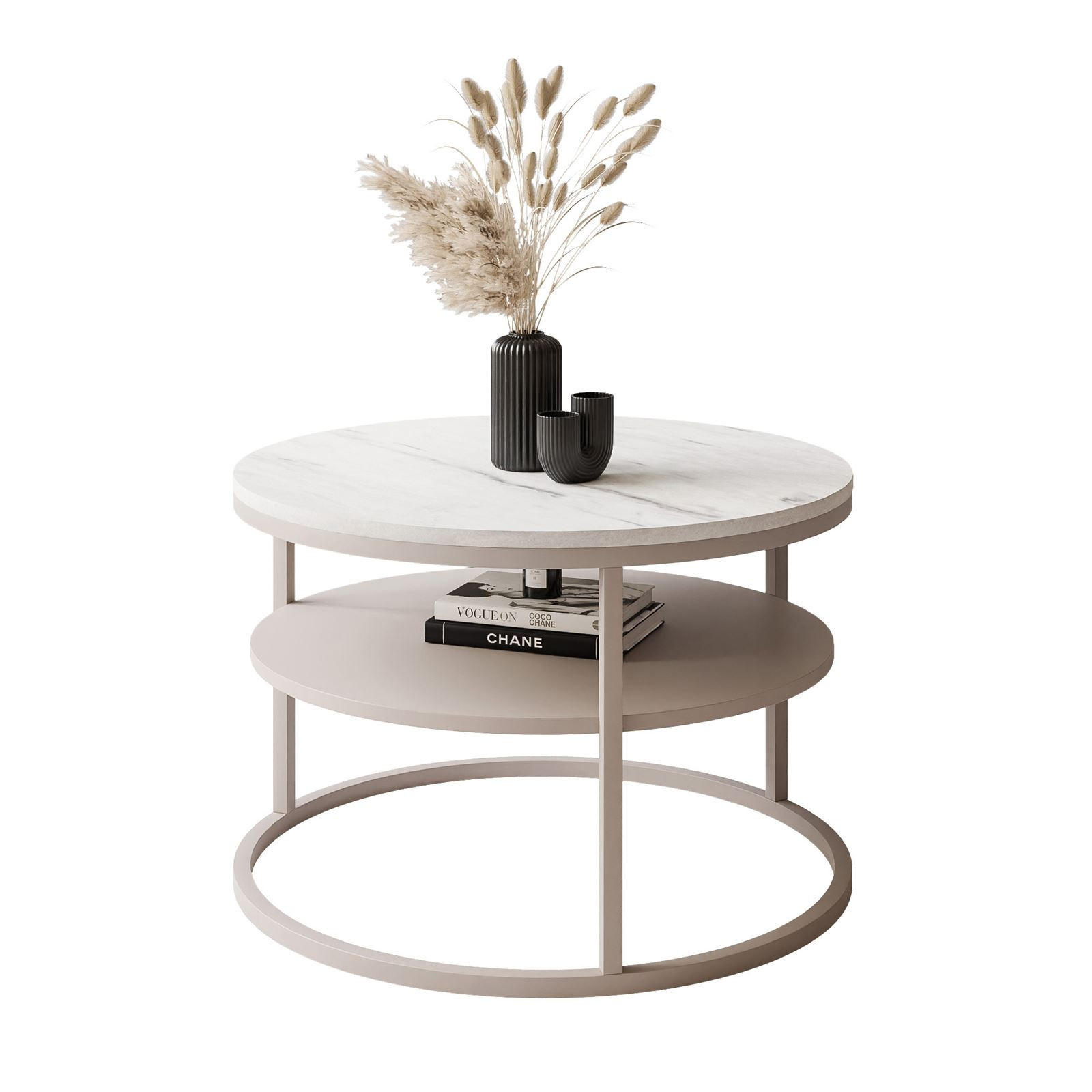 Lookway Couchtisch Beige, Weiß 60x42x60 cm