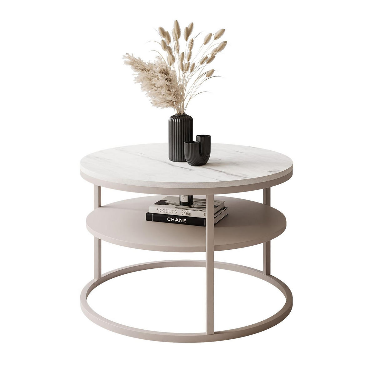 COUCHTISCH CIRI SLIM MATT mit Regal KASCHMIR - Beige, Holzwerkstoff (60/60/42cm) - Lookway