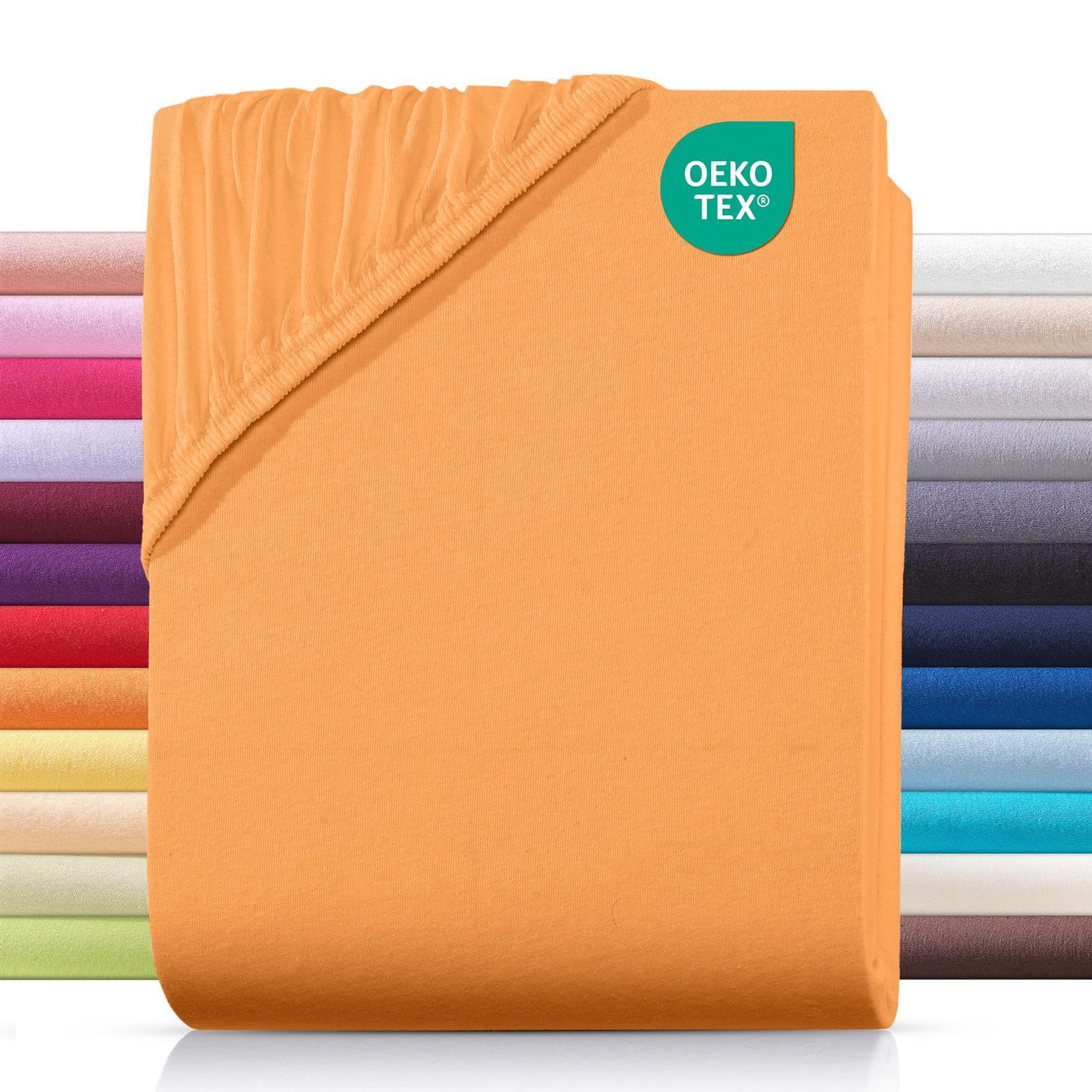 JERSEY-SPANNBETTLAKEN 200x200 cm aus 100% Baumwolle, Bettlaken Orange Uni - Orange, Textil (200/200cm) - Carpe Sonno