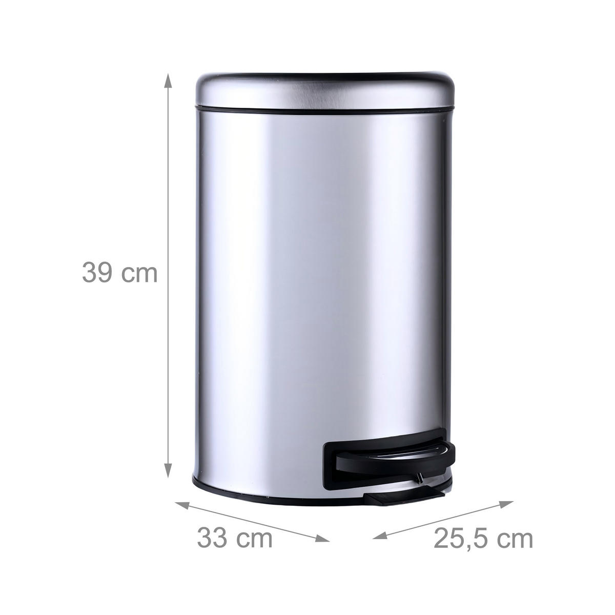 MÜLLEIMER - Silberfarben, Kunststoff/Metall (25.5/39/33cm) - Relaxdays