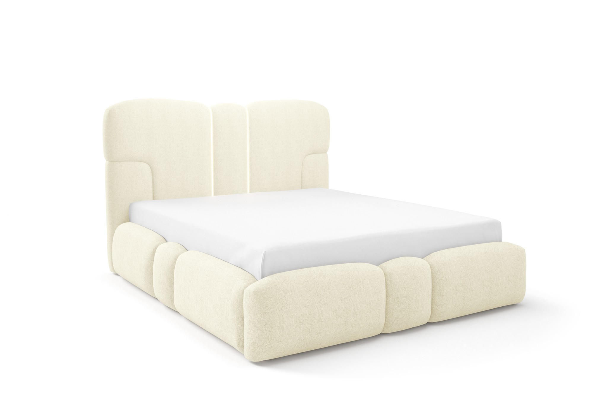 POLSTERBETT Jordan Komplettset - Creme, Holzwerkstoff/Textil (120/200cm) - Fun Möbel