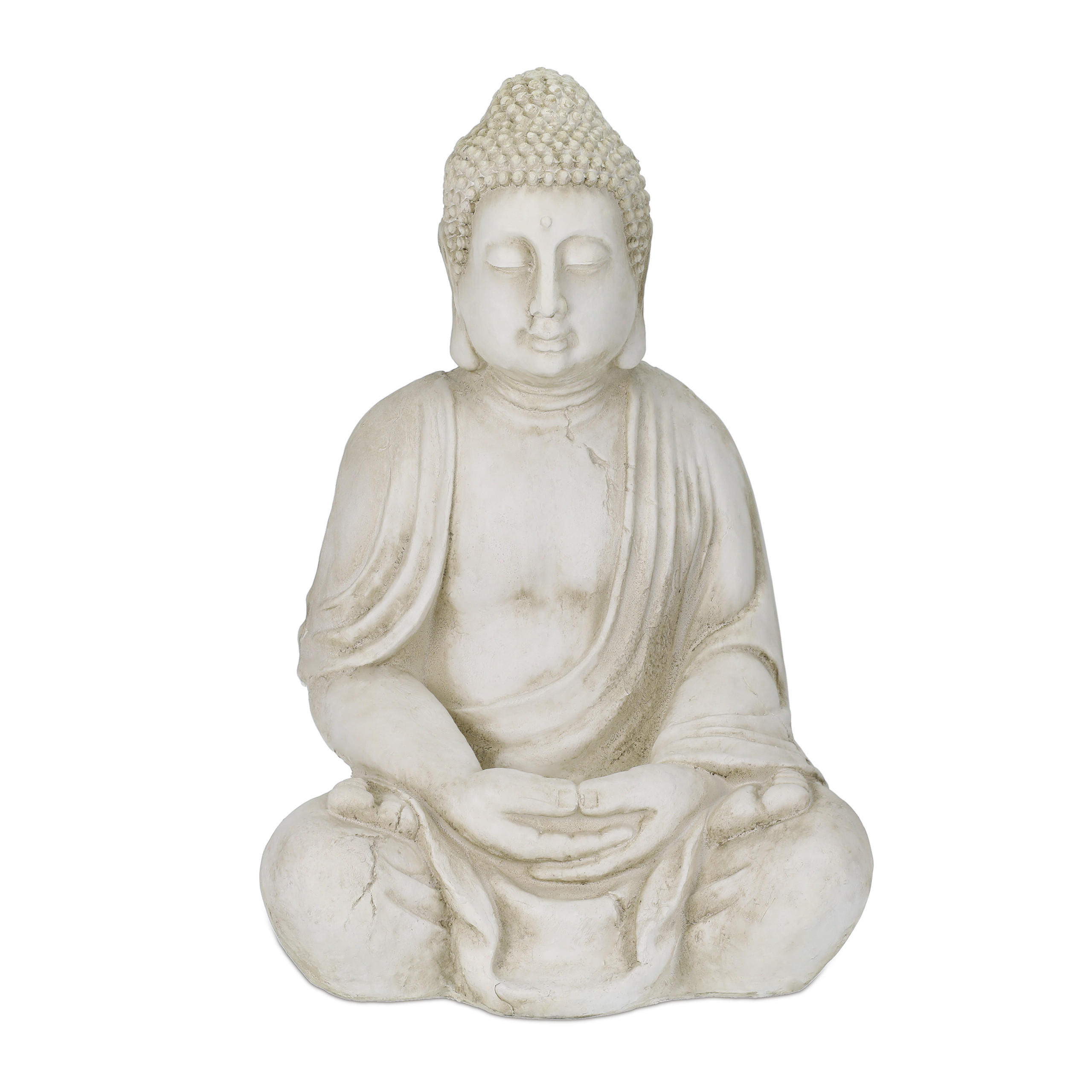 BUDDHA-FIGUR - Creme, Kunststoff (45/70/35cm) - Relaxdays