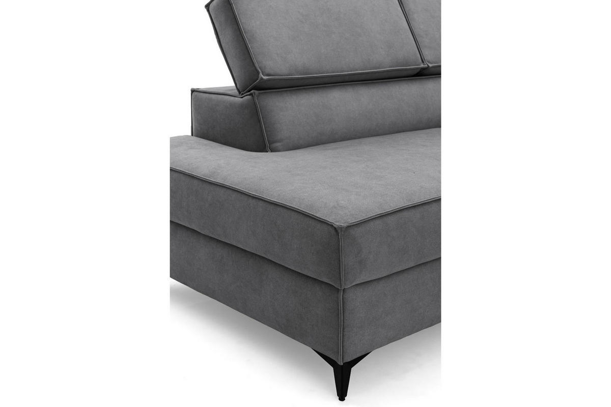 ECKSOFA PURE U Links mit Schlaffunktion 127x270 Velours Grau - Schwarz/Grau, Holz/Textil (340/204cm) - Muffo