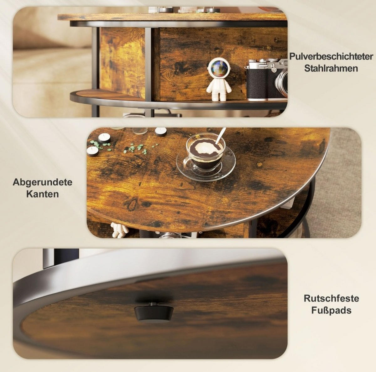 COUCHTISCH 80/80/61,5 cm höhenverstellbar aus Holz mit Stauraum und Ablage, Braun - Braun, Holzwerkstoff (80/80/61.5cm) - Redom
