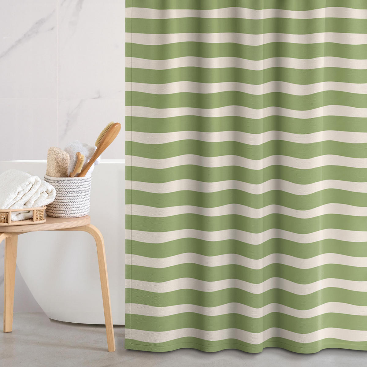 DUSCHVORHANG Sommerurlaub Grüne Streifen 180/200 cm - Grün, Textil (180/200cm) - Bilderwelten