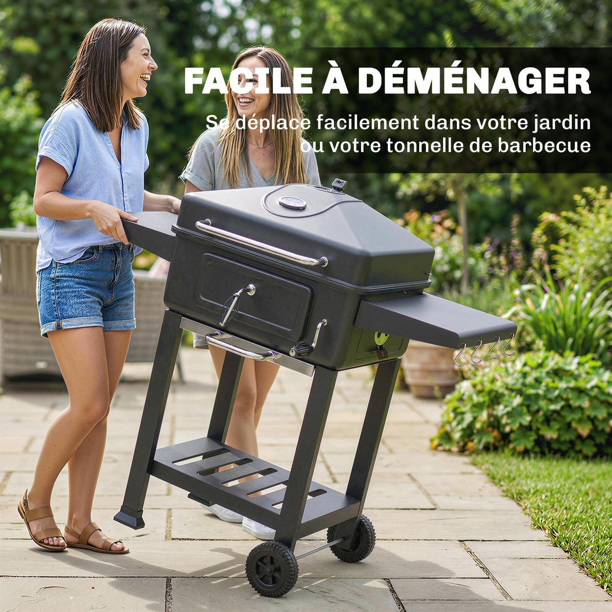 HOLZKOHLEGRILL DE-18280 Schwarz - Schwarz, Metall (63/101.5/112cm) - ComfortXL