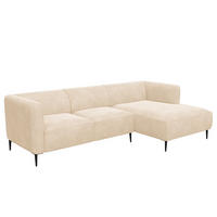 2,5-SITZER ECKSOFA mit Longchair - Beige/Schwarz, Textil/Metall (271/148cm) - home24