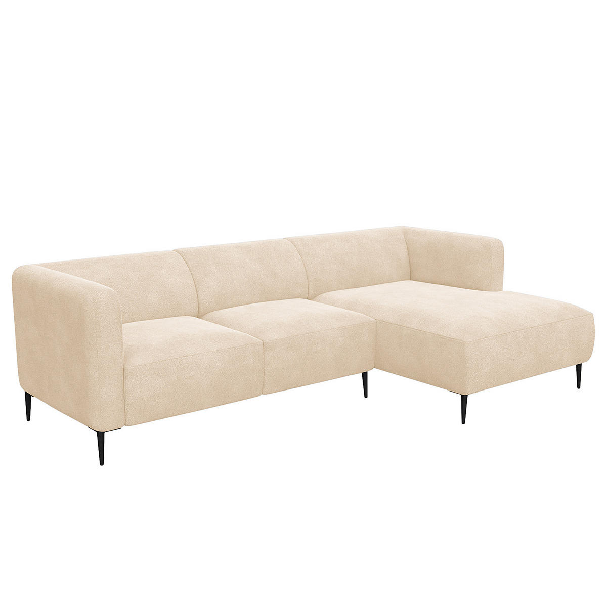 2,5-SITZER ECKSOFA mit Longchair - Beige/Schwarz, Textil/Metall (271/148cm) - home24