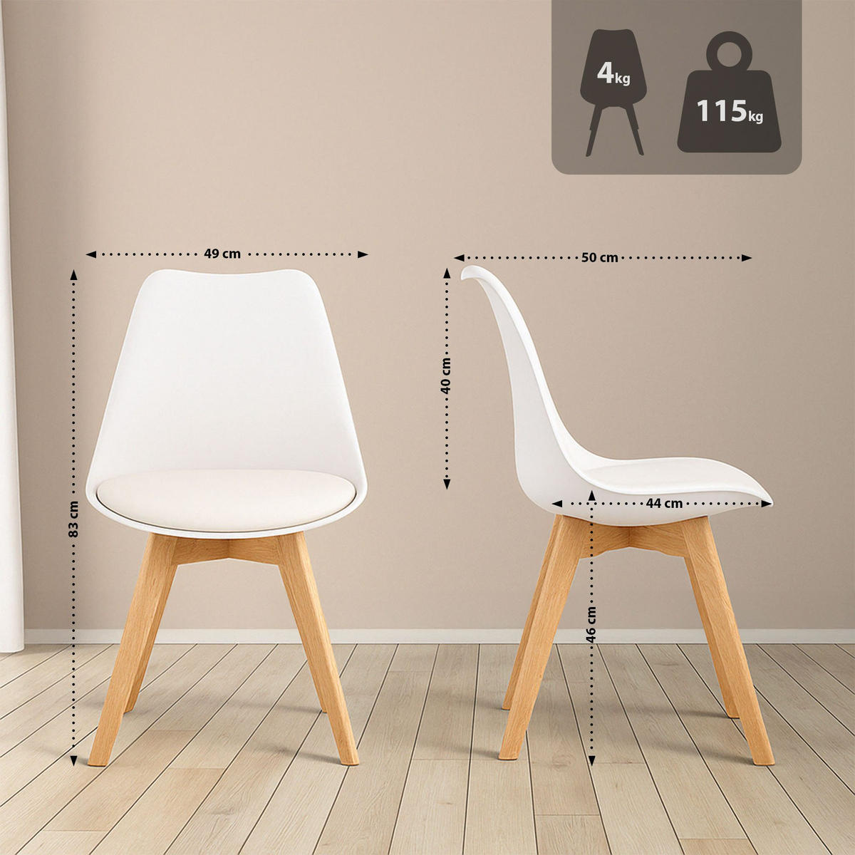TISCHGRUPPE Holz Weiß (5-teilig) - Weiß, Holz (180/83/180cm) - CLP