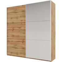 SCHWEBETÜRENSCHRANK Rossa mit 2 Türen und Spiegel, 225 cm, eiche Wotan - Eiche Wotan, Holzwerkstoff (225/244/65cm) - Beautysofa