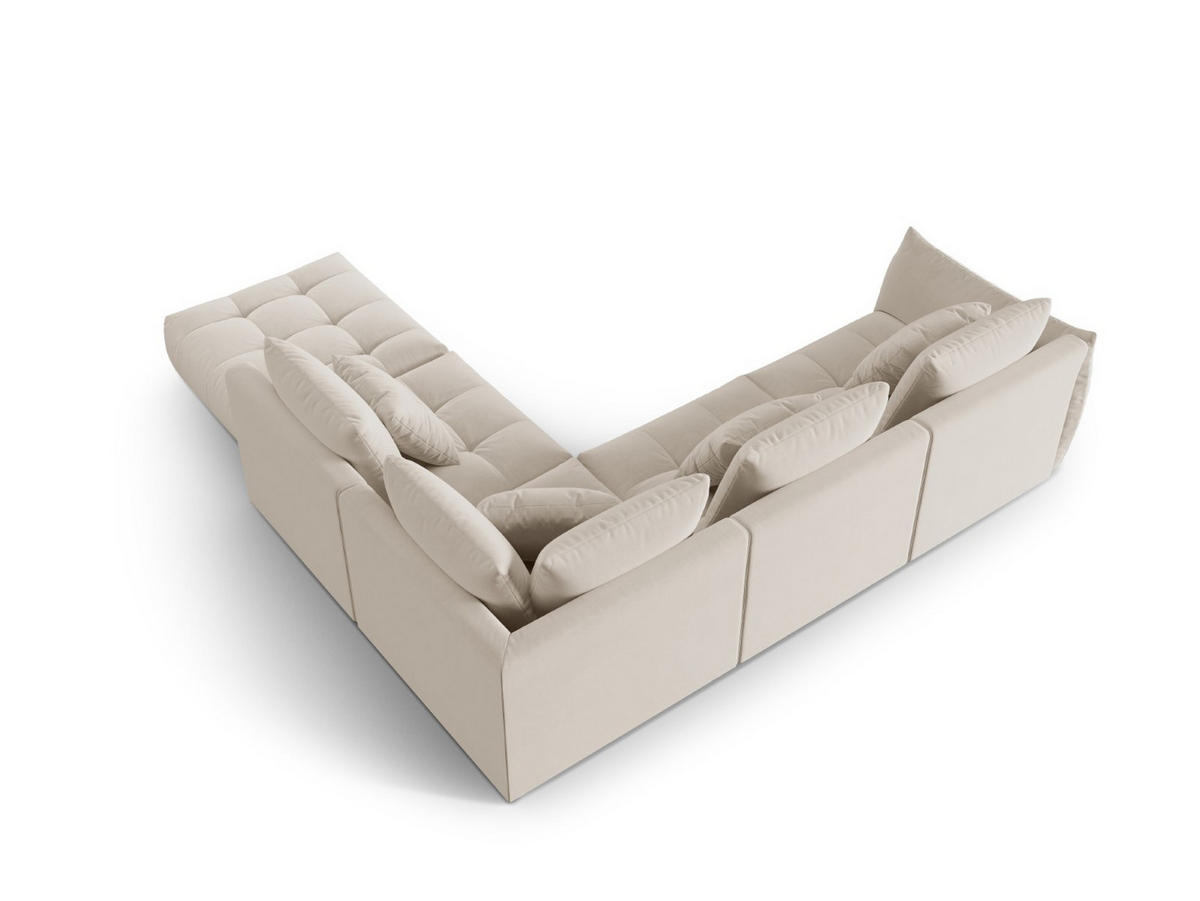 ECKSOFA modular rechts Bloom aus Samt ecru 4 Sitzplätze - Ecru, Textil (310/316cm) - Micadoni