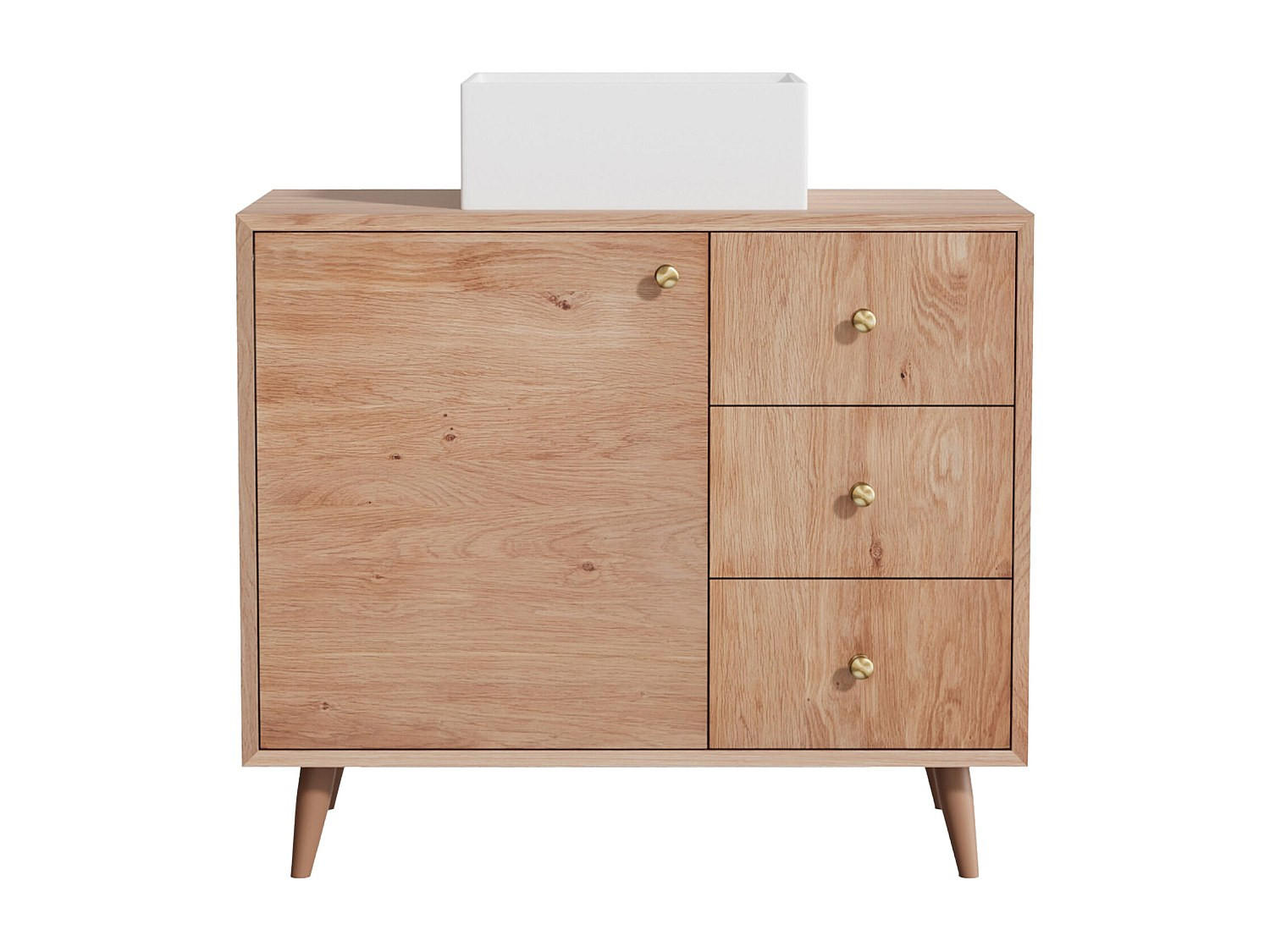EINZELWASCHTISCH - 93 cm x 50 cm - Holz, Platte - Naturfarben Hell - ZARENO - Naturfarben, Holz (93/80.5/50cm) - Vente-Unique