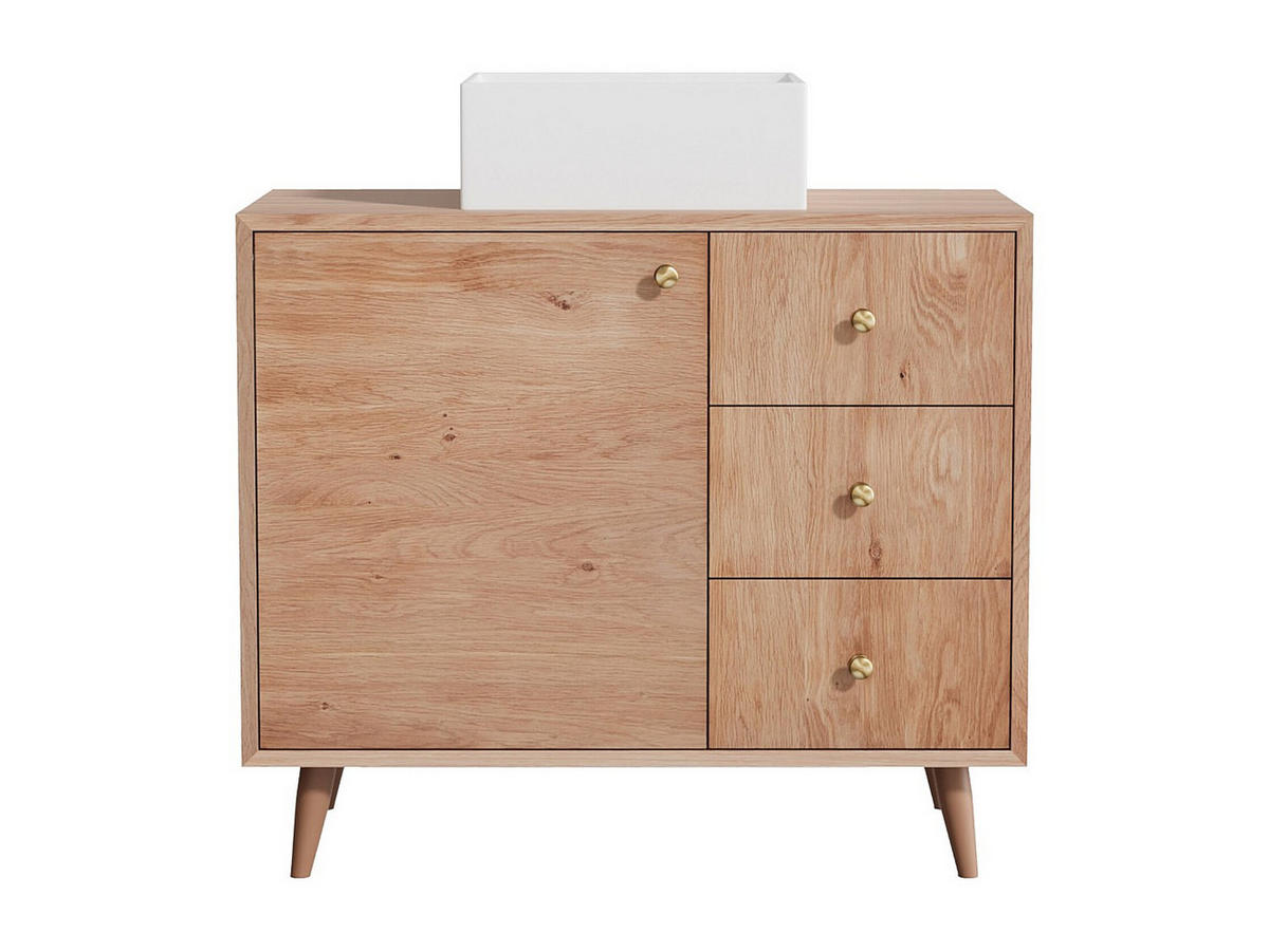 EINZELWASCHTISCH - 93 cmcm x 50 cmcm - Holz, Platte - Naturfarben Hell - ZARENO - Naturfarben, Holz (93/80.5/50cm) - Vente-Unique