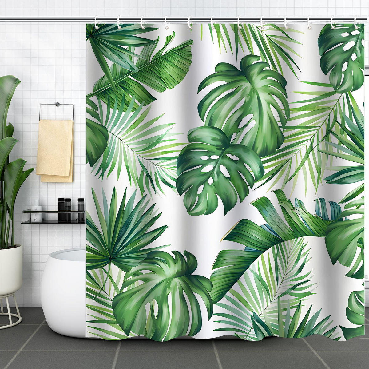 DUSCHVORHANG Polyester schimmelresistent wasserdicht Badezimmer mit Haken für Badewanne - Grün, Textil (180/180cm) - MCBOSON