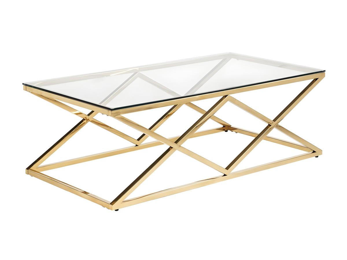 COUCHTISCH - Glas & Stahl - Goldfarben - CHARLOTTE - Transparent, Glas (120/60/40cm) - Pascal Morabito