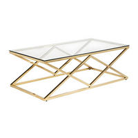 COUCHTISCH - Glas & Stahl - Goldfarben - CHARLOTTE - Transparent, Glas (120/60/40cm) - Pascal Morabito