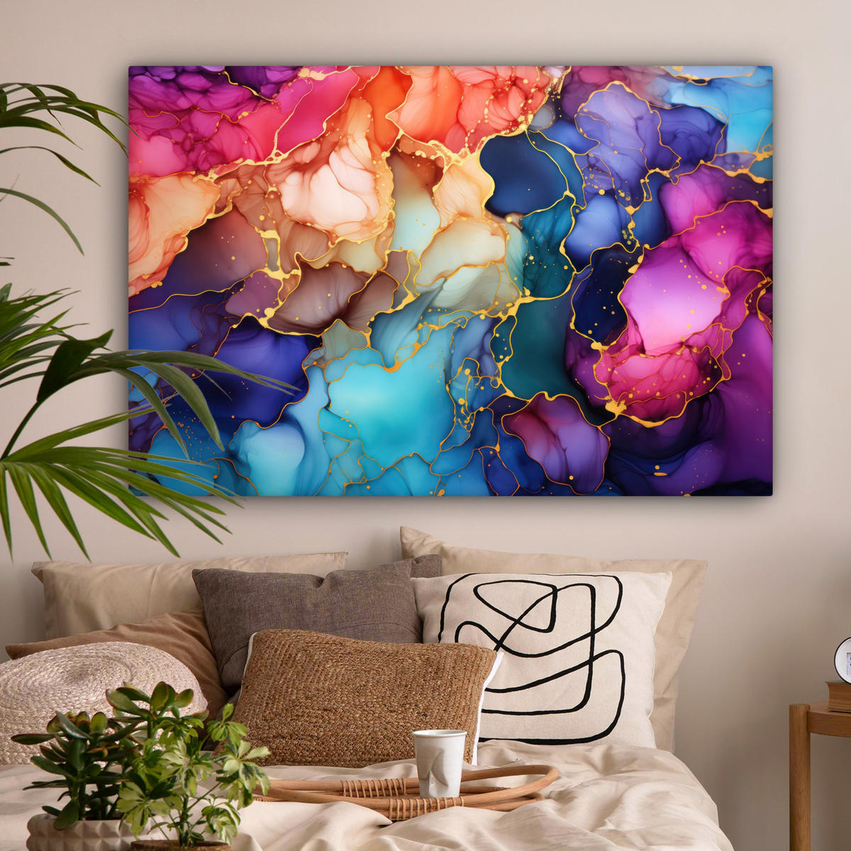 LEINWANDBILD Marmor - Bunt - Abstrakt Groß 140x90 cm - Multicolor, Textil (140/90cm) - MuchoWow