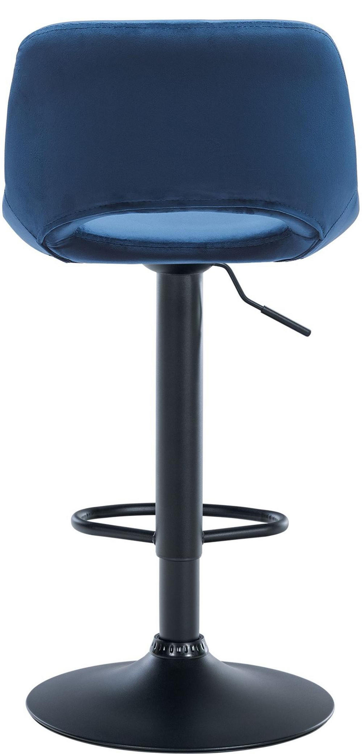 BARHOCKER 2er Set Samt blau - Blau/Schwarz, Textil/Metall (42/86/46cm) - CLP