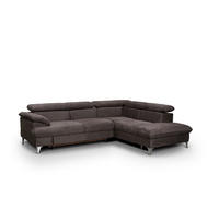 ECKSOFA mit Schlaffunktion und Bettkasten, verstellbare Kopfstützen - Chromfarben/Dunkelgrau, Textil/Metall (208/256cm) - Cotta